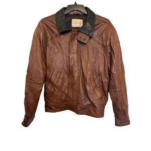 Vintage Overland Outfitters Leather Jacket Mens Large Brown/Black Thermolite Ins